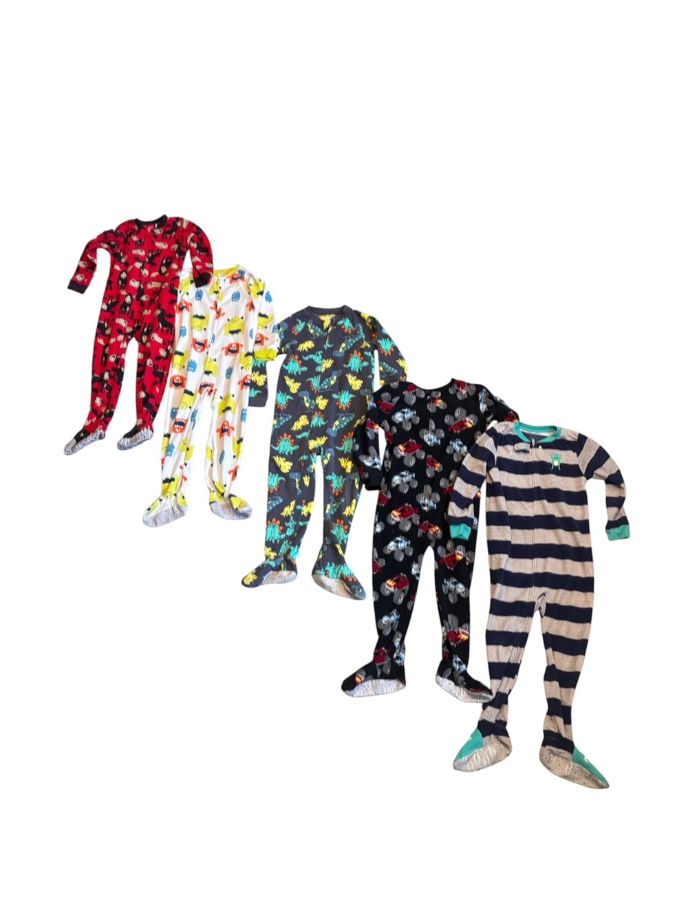 Bundle of Kids (Boys) Footed One-Piece Pajamas - Assorted Prints and Colors